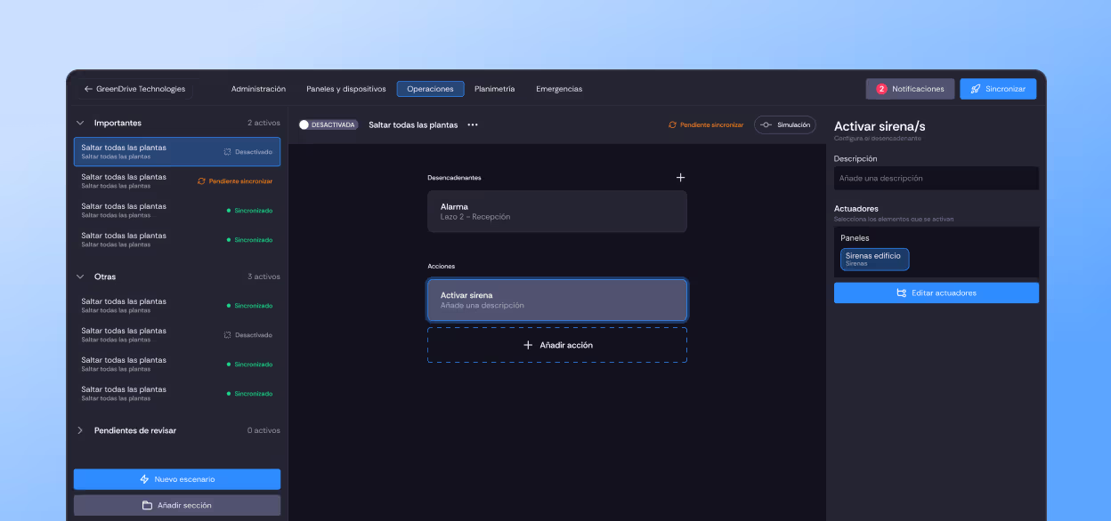 Creación de escenarios en la instalación